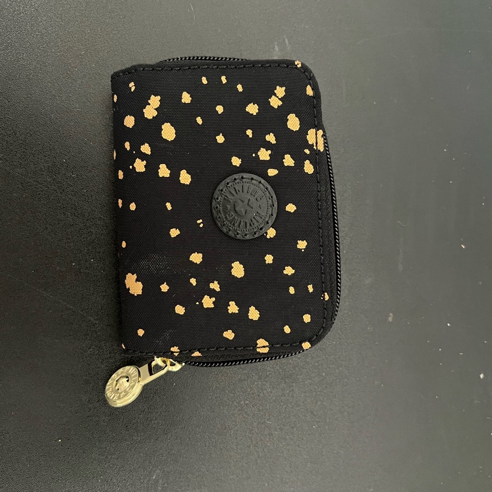 Kipling Black Coin Wallet with Gold Speckle Accents